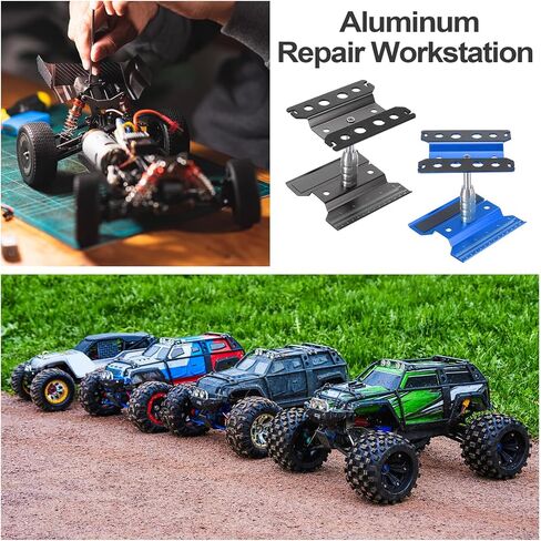 Meccanixity 1 مجموعة RC Car Work Stand Lift Lower Aluminium Repair Strestation 360 درجة التناوب مع صينية برغي أسود لـ 1/8 1/10 1/16 RC Car Carmer Truck Morning (Black) in Kuwait