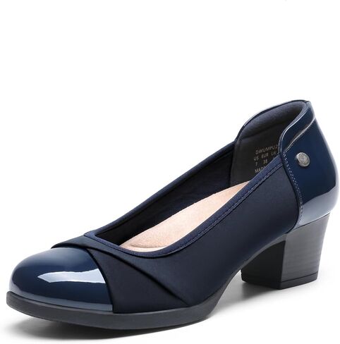 DREAM PAIRS Women's Pumps Low Chunky Arch Support Heels | Bunion-friendly with 3D cushioned insole and flexible anti-slip sole for all-day comfort, suitable for work and daily in Kuwait