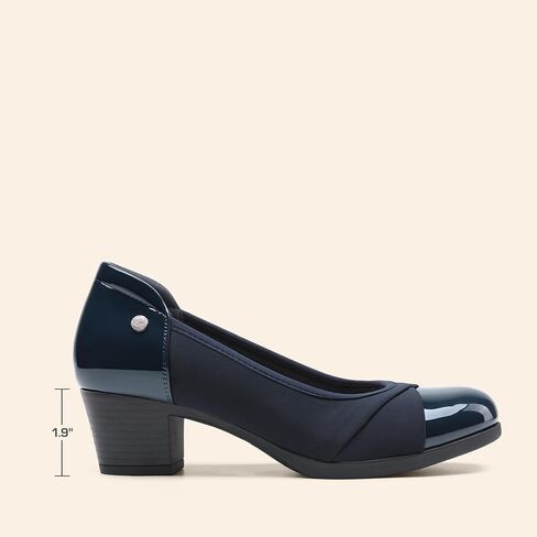 DREAM PAIRS Women's Pumps Low Chunky Arch Support Heels | Bunion-friendly with 3D cushioned insole and flexible anti-slip sole for all-day comfort, suitable for work and daily in Kuwait
