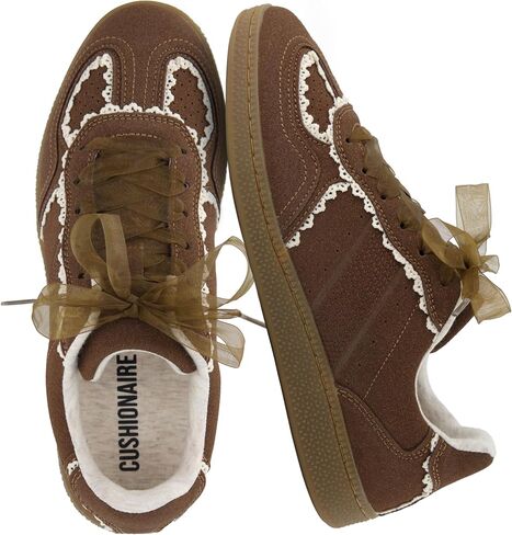 CUSHIONAIRE Belinda Women’s Lace Detail Casual Sneakers – Elegant Ribbon Lace-Up Shoes with Memory Foam in Kuwait