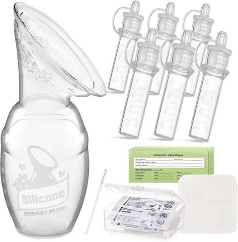 haakaa Manual Breast Pump 5oz/150ml & Silicone Colostrum Collector Kit Ready-to-Use Pack (0.1oz/4ml, 6pcs) in Saudi Arabia