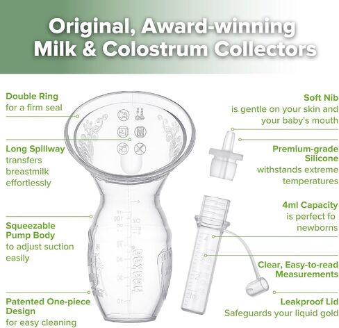 haakaa Manual Breast Pump 5oz/150ml & Silicone Colostrum Collector Kit Ready-to-Use Pack (0.1oz/4ml, 6pcs) in Saudi Arabia