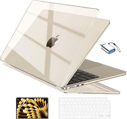 EooCoo Case Compatible with MacBook Air 13 inch M4 2025 2024 2023 2022 M3 M2 A3240 A3113 A2681, Air 13.6" Laptop Hard Shell Case + Keyboard Skin Cover + Screen Protector, Matte Pink Bow in Saudi Arabia