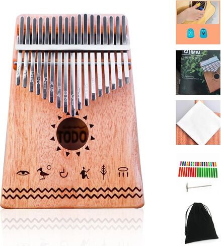 TODO Kalimba Thumb Piano 21 Keys with Mahogany Wood with Tune Hammer and Finger Covers & More Study Instruction in Saudi Arabia