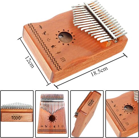 TODO Kalimba Thumb Piano 21 Keys with Mahogany Wood with Tune Hammer and Finger Covers & More Study Instruction in Saudi Arabia