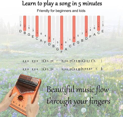 TODO Kalimba Thumb Piano 21 Keys with Mahogany Wood with Tune Hammer and Finger Covers & More Study Instruction in Saudi Arabia