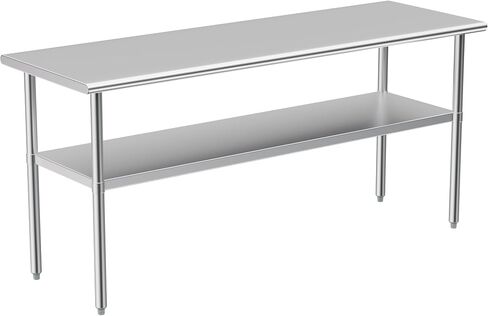 Stainless Steel Table for Prep & Work, NSF Metal Commercial Heavy Duty Table with Adjustable Under Shelf and Foot for Restaurant, Home and Hotel (24x48in) in Saudi Arabia