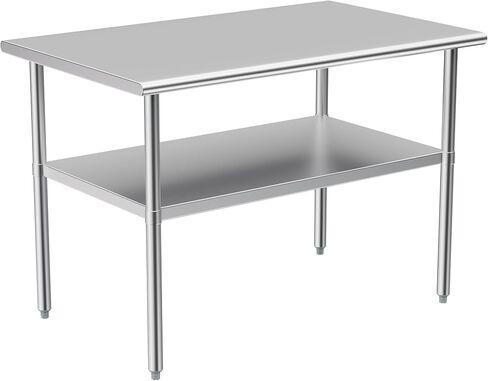 Stainless Steel Table for Prep & Work, NSF Metal Commercial Heavy Duty Table with Adjustable Under Shelf and Foot for Restaurant, Home and Hotel (24x48in) in Saudi Arabia