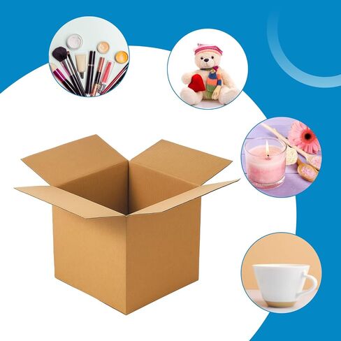 Qilery 200 PCS صناديق شحن صغيرة 6''x6''x6 '' هدية شديدة التحمل مموجة مربعات مربعات من الورق المقوى المليئة بالتعبئة للتغليف تخزين الأعمال الصغيرة والبريد والأبيض in Saudi Arabia