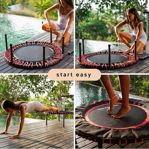 ترامبولين Leaps and ReBounds للبالغين والأطفال - Rebounder مع مقاطع فيديو للتمرين عبر الإنترنت - للألعاب الخارجية واللياقة البدنية والأنشطة الترفيهية - معدات تمارين القلب الآمنة والهادئة والمتينة in Kuwait