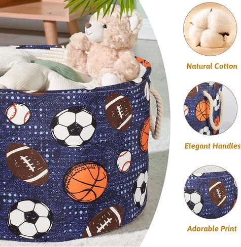Highland Cow Nursery Baskets Large Size Western Laundry Basket with Cotton Rope Handles Cowboy Nursery Decor Hamper For Toys Cloths Baby Stuff (Cow skin) in Kuwait