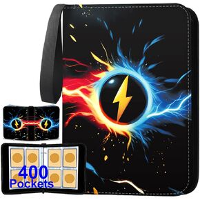 Trading Card Binder 4-Pocket, 400 Top-Loading Slots Collectible Trading Card Album with 50 Removable Double-Sided Pages for MTG, TCG Game Cards and Sports Cards Storage - Black in Saudi Arabia