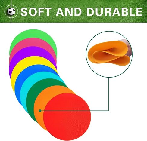 Poly Spot Markers 10 inch 12 Pcs Non-Slip Rubber Agility Training Markers Floor Dots Flat Field Cones for Football, Soccer, Basketball, School Exercise Drills, Dance Practice in Saudi Arabia