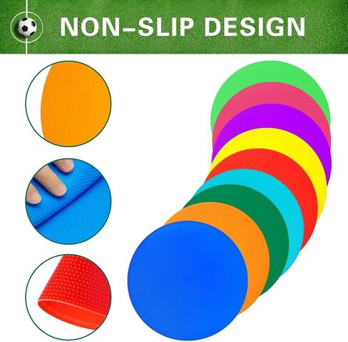 Poly Spot Markers 10 inch 12 Pcs Non-Slip Rubber Agility Training Markers Floor Dots Flat Field Cones for Football, Soccer, Basketball, School Exercise Drills, Dance Practice in Saudi Arabia