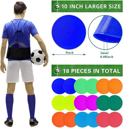 Poly Spot Markers 10 inch 12 Pcs Non-Slip Rubber Agility Training Markers Floor Dots Flat Field Cones for Football, Soccer, Basketball, School Exercise Drills, Dance Practice in Saudi Arabia