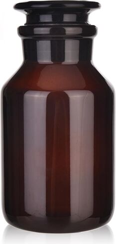 Glass Bottle,Lab Wide Mouth Reagent Bottle,Amber Glass Reagent Bottle,250ml Borosilicate Glass Bottle With Glass Ground Stopper (250ML) in Kuwait
