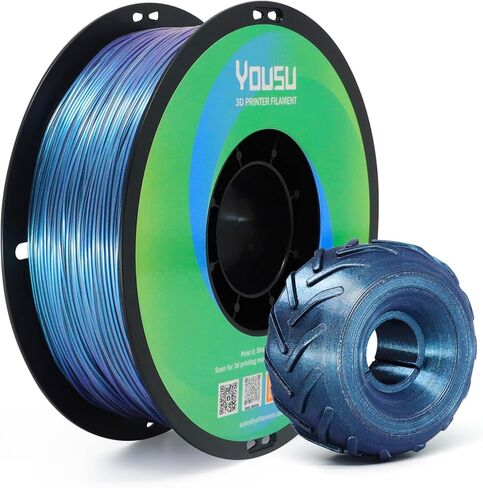 YOUSU Silk TPU Filament 1.75mm, 95A TPU 3D Printing Flexible Filament, High Hardness Resilience, Soft Adhesive Material, Elastic, 1kg(2.2lbs), Silk TPU Gold,Dark Gray,Blue,Purple in Saudi Arabia
