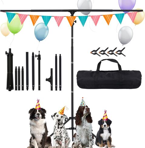 حامل خلفية على شكل حرف T مقاس 8.5 × 5 أقدام (2.6 × 1.5 متر) طقم دعم حامل خلفية استوديو الصور قابل للتعديل مع 4 مشابك خلفية وحقيبة حمل للحفلات وديكور التصوير الفوتوغرافي لحفلات الزفاف in Kuwait