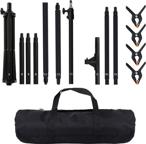 حامل خلفية على شكل حرف T مقاس 8.5 × 5 أقدام (2.6 × 1.5 متر) طقم دعم حامل خلفية استوديو الصور قابل للتعديل مع 4 مشابك خلفية وحقيبة حمل للحفلات وديكور التصوير الفوتوغرافي لحفلات الزفاف in Kuwait