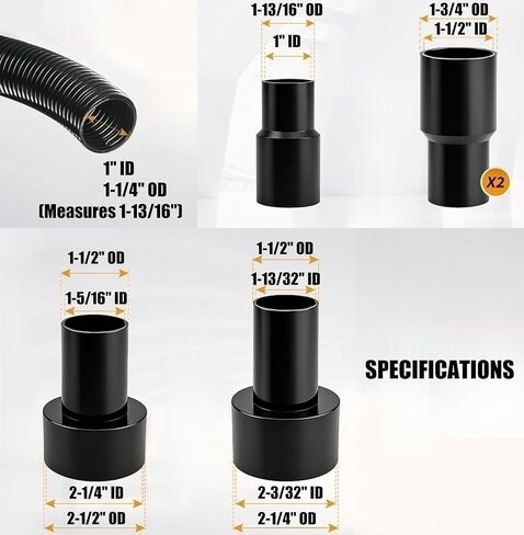 10 Ft Dust Collection Hose Kit with 5 Fittings Ultimate for Woodworking Power Tools, Home Use and Wet/Dry Shop Vacuums in Saudi Arabia