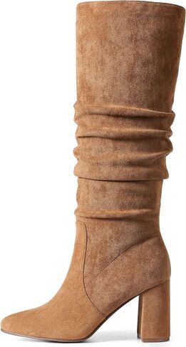 Eteridrey Knee High Boots Womens Chunky Heels Side Zipper Slouchy Boots Comfortable Faux Suede Riding Mid Calf Boots… in Kuwait