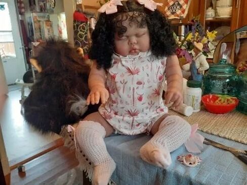 Angelbaby 24 Inch Real Life Black Girl Reborn Baby Dolls Big African American Reborn Toddler Doll Soft Silicone Weighted Sleeping Realistic Newborn Doll with Brown Skin Handmade Lifelike Babies Toys in Kuwait