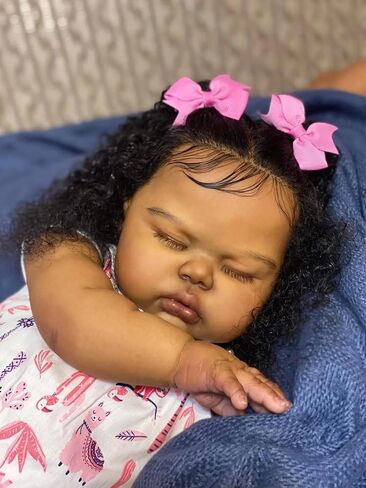 Angelbaby 24 Inch Real Life Black Girl Reborn Baby Dolls Big African American Reborn Toddler Doll Soft Silicone Weighted Sleeping Realistic Newborn Doll with Brown Skin Handmade Lifelike Babies Toys in Kuwait