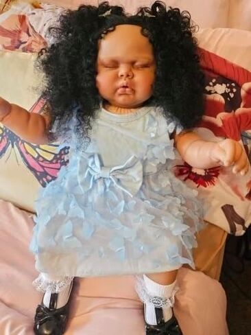 Angelbaby 24 Inch Real Life Black Girl Reborn Baby Dolls Big African American Reborn Toddler Doll Soft Silicone Weighted Sleeping Realistic Newborn Doll with Brown Skin Handmade Lifelike Babies Toys in Kuwait