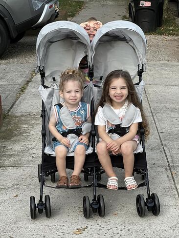 Dream On Me Twin Venture Umbrella Stroller in Pink, Multi Backrest Positions, Adjustable & Removable Canopy Double Stroller, 360°Swivel Wheels with Locks in Saudi Arabia