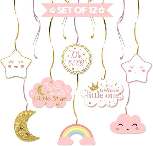 LINGTEER Twinkle Twinkle Little Star Swirls Streamers - Cheers to Baby Shower Birthday Party Hanging Decorations - Boy. in Kuwait