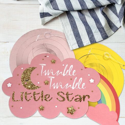 LINGTEER Twinkle Twinkle Little Star Swirls Streamers - Cheers to Baby Shower Birthday Party Hanging Decorations - Boy. in Kuwait