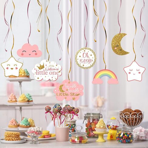 LINGTEER Twinkle Twinkle Little Star Swirls Streamers - Cheers to Baby Shower Birthday Party Hanging Decorations - Boy. in Kuwait