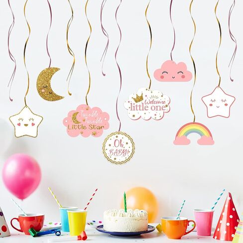 LINGTEER Twinkle Twinkle Little Star Swirls Streamers - Cheers to Baby Shower Birthday Party Hanging Decorations - Boy. in Kuwait