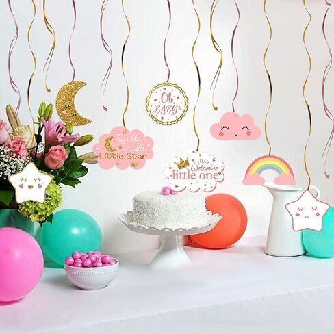 LINGTEER Twinkle Twinkle Little Star Swirls Streamers - Cheers to Baby Shower Birthday Party Hanging Decorations - Boy. in Kuwait