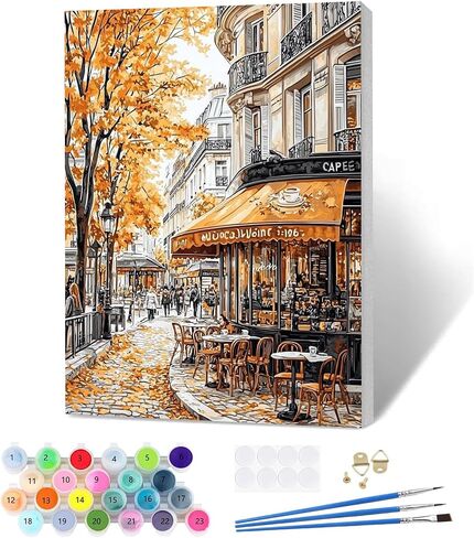 Keyifa Paint by Numbers Att for البالغين مؤطرة ، مجموعات الطلاء السهلة للمبتدئين ، الطلاء على قماش ملون صافٍ ، رسم صباغ أكريليك ، ديكور جدار منزلي DIY ، 12x16 في ، قطة الجلوس in Saudi Arabia