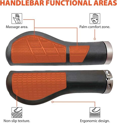 Skwiki Ergonomic Bicycle Handlebar Grips, Anti-Slip, Comfortable and Durable, Advanced Hand Support, Release Wrist Fatigue. for MTB, Commute, City Bikes, Trek and Cruise Bikes. in Saudi Arabia