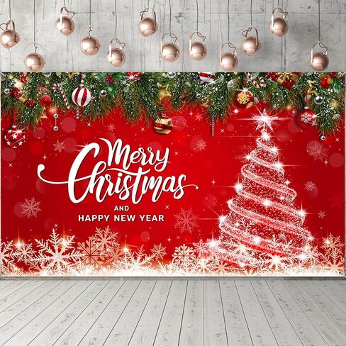 Christmas Backdrop Merry Christmas Party Decoration Christmas Photo Banner Signs Xmas Photography Background Photo Props for Winter New Year Xmas Eve Family Party Decoration Supplies (Snowflake) in Kuwait