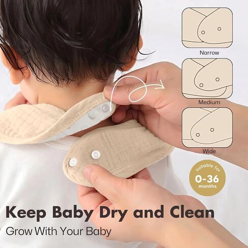 Baby Bibs for Drooling and Teething - 6 Pack Dual Usage Soft Cotton Muslin Bibs for Baby Boys & Girls with Hidden Pocket, Extra Absorbent, Easy to Put On for Toddler, Newborn, Infant in Saudi Arabia