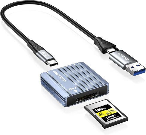 قارئ بطاقات CF Express RIITOP CFexpress Type B وType A إلى USB C 3.2 Gen 2 10Gbps 2in1 محول بطاقة الذاكرة in Kuwait