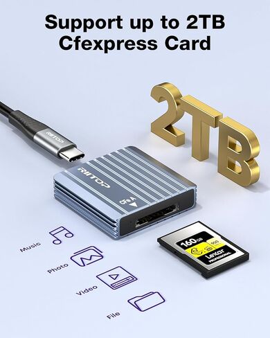 قارئ بطاقات CF Express RIITOP CFexpress Type B وType A إلى USB C 3.2 Gen 2 10Gbps 2in1 محول بطاقة الذاكرة in Kuwait