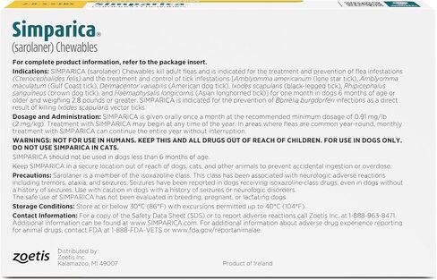 Simparica (Sarolaner) Chewables for Dogs ، 80 mg/tab ، 44.1-88 رطل (أخضر) ، 6 أقراص in Saudi Arabia