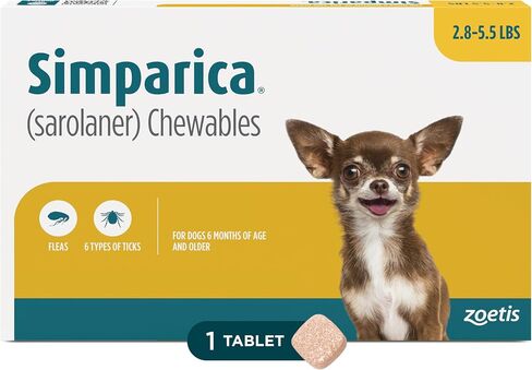Simparica (Sarolaner) Chewables for Dogs ، 80 mg/tab ، 44.1-88 رطل (أخضر) ، 6 أقراص in Saudi Arabia