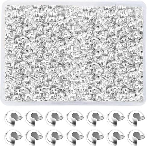 800 Pieces Crimp Bead Covers for Jewelry Making, 4mm Open Half Round Crimp Bead Knot Cover Small Beads for Jewelry Craft DIY in Saudi Arabia