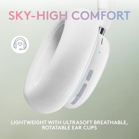 Logitech G735 Wireless Gaming Headset, Customizable LIGHTSYNC RGB Lighting, Bluetooth, 3.5 MM Aux Compatible with PC, Mobile Devices, Detachable Mic - White Mist (Renewed) in Saudi Arabia