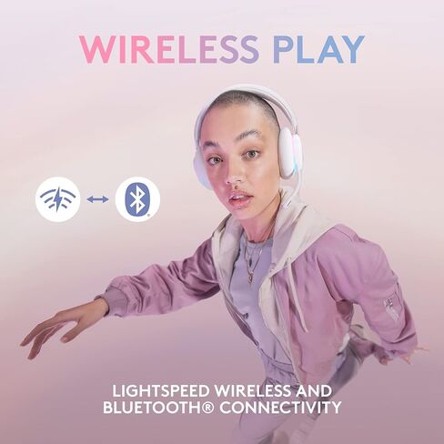 Logitech G735 Wireless Gaming Headset, Customizable LIGHTSYNC RGB Lighting, Bluetooth, 3.5 MM Aux Compatible with PC, Mobile Devices, Detachable Mic - White Mist (Renewed) in Saudi Arabia
