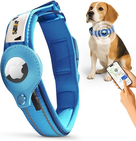 Durable Dog Collar with Air Tag Holder, Pink Reflective Neoprene Dog Collar with Safe Buckle, Secure Bracing and Comfort Padding in Saudi Arabia