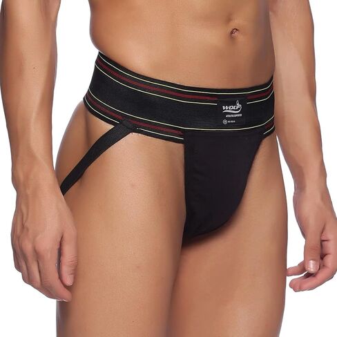 Men's Athletic Wolf Stretchable Supporter Jockstraps with Cup Pocket, Ideal for Workout and Sports Quick Dry Moisture Wicking Underwear Navy Blue - Small in Kuwait