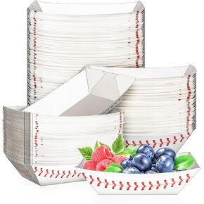 MotBach 50 Pack 2Lb Paper Food Boat Trays, Baseball Birthday Decorations Baseball Party Favors, Disposable Paper Food Serving Tray Boat Plate for Snack Popcorn Bakery Dessert Sandwich Taco Fries Nacho in Kuwait