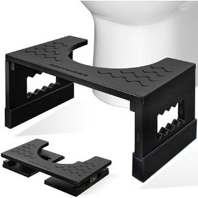 البراز المرحاض من الخيزران القرفصاء 7in و 9in قابلة للتعديل ، براز أنبوب قابل للطي للبالغين الحمام ، براز قعادة مع طبقة غير انزلاق لتحسين وضع الحمام والراحة ، سعة 400 رطل in Kuwait