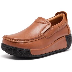 Women's Platform Leather Loafer Dress Walking Slip-On Comfort Chunky Work Shoes in Kuwait